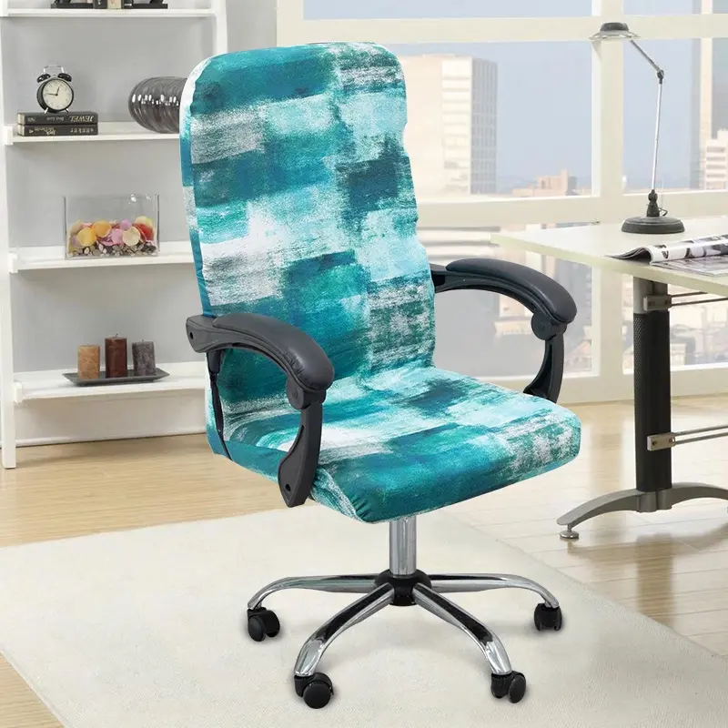 Stretchable Office Chair Cover, Washable & Removable Nylon Rotating Boss Chair Slipcover, Elastic Slipcover, Dustproof Chair Protector, Pet-Friendly, All-Season Print Style, Stretch Chair Slipcovers, Chair Protective Cover