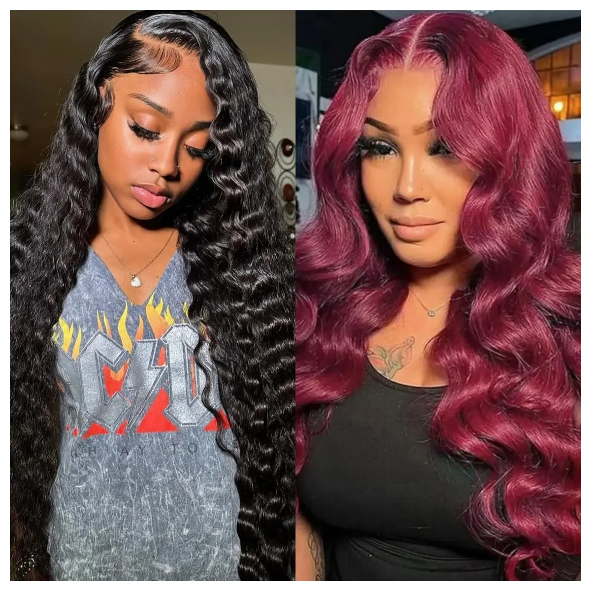 Black Deep Wave+Burgundy Body Wave