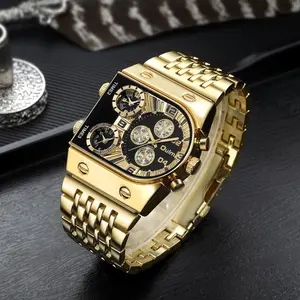 Gold Men's Three-Time-Zone Watch & Steel Strap Trend Quartz Watch【BIG ONE WATCH】