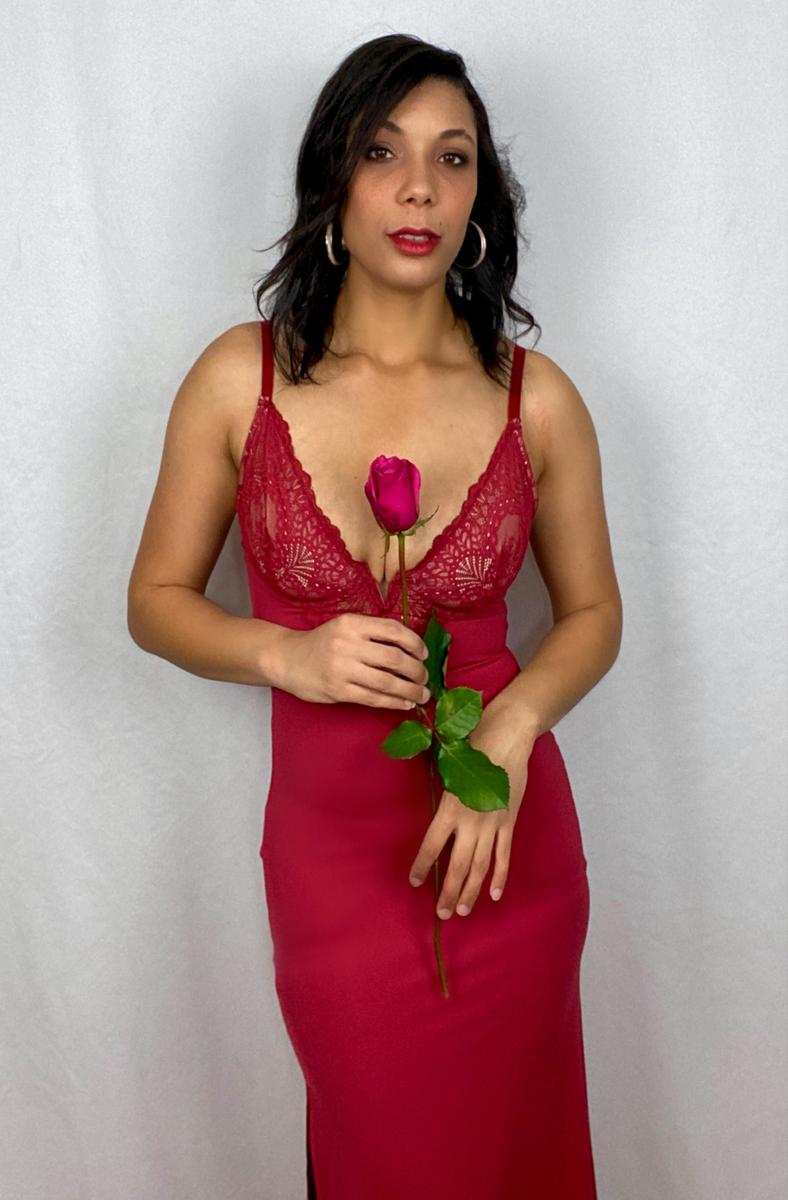 Item: Split Maxi Dress-Wine, S