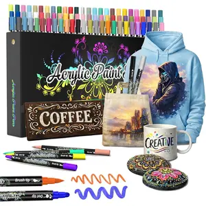 Pens for Rock Painting, Stone, Ceramic, Glass, , Canvas - Set of 78 Non  Water Based Markers -  Artists Painting Supplies (Dual Tip Multicolor, 78)