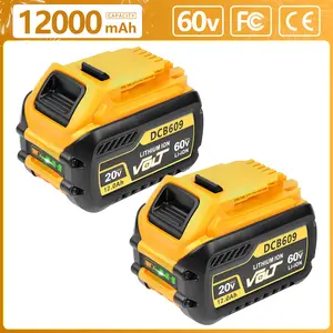 2-Pack 12.0Ah High-Capacity Lithium-Ion Replacement Battery for DeWalt 20V/60V Max - Compatible with DCB606DCB609DCB612DCB200DCB205DCB206