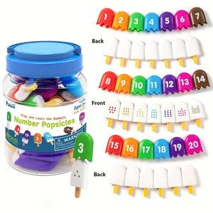 Popsicle Math Toys 1-20 Number & Word Learning| Color Sorting Matching| Counting Game| Fine Motor Skills| Hand-Eye Coordination| Logical Thinking| Preschool Educational Toys for Kids