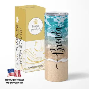 Forever Personalized Custom Beach Tumbler, Personalized Tumbler with lid and with Straw, custom tumbler, personalized gift, personalized tumbler, beach tumbler.