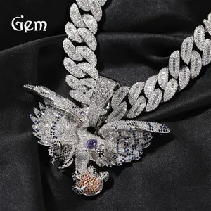 Thickly plated with real gold,hip-hop style pendant eagle spreading its wings, new rap stars. It is made of copper inlaid with 5A-grade zircon, delicate accessory,luxury jewelry with high-quality craftsmanship.gift for boyfriendsTK Fashion