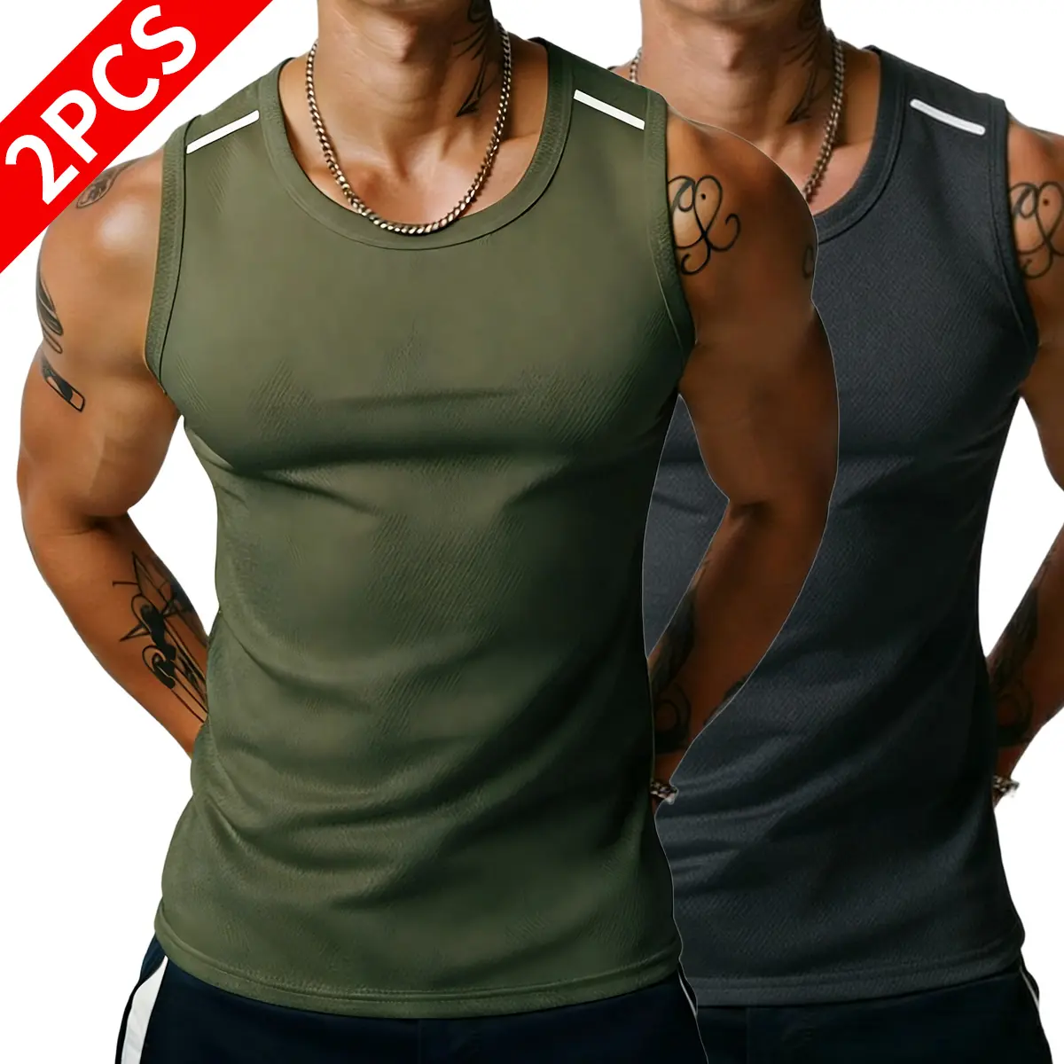 Military green + dark gray