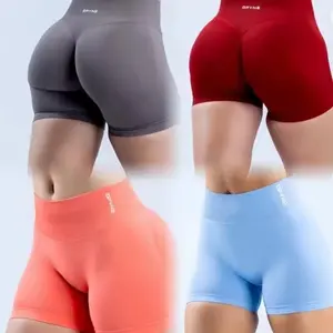 Impact Shorts with Logo Low Waist Seamless Yoga Shorts Scrunch Bum Gym Shorts Workout Biker Short Stretch Fitness Clothing