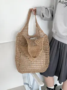 Elegant Crochet Knit Handbag Shoulder Fashion Bag, Adjustable Strap, Casual Style, Suitable for Dating Shopping Business Travel, Hand Crocheted Bag