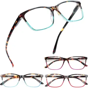 4 Pack Ladies Reading Glasses Blue Light Blocking Spring Hinge Readers Anti Eyestrain Computer Eyeglasses (Multicolor, 0.0)