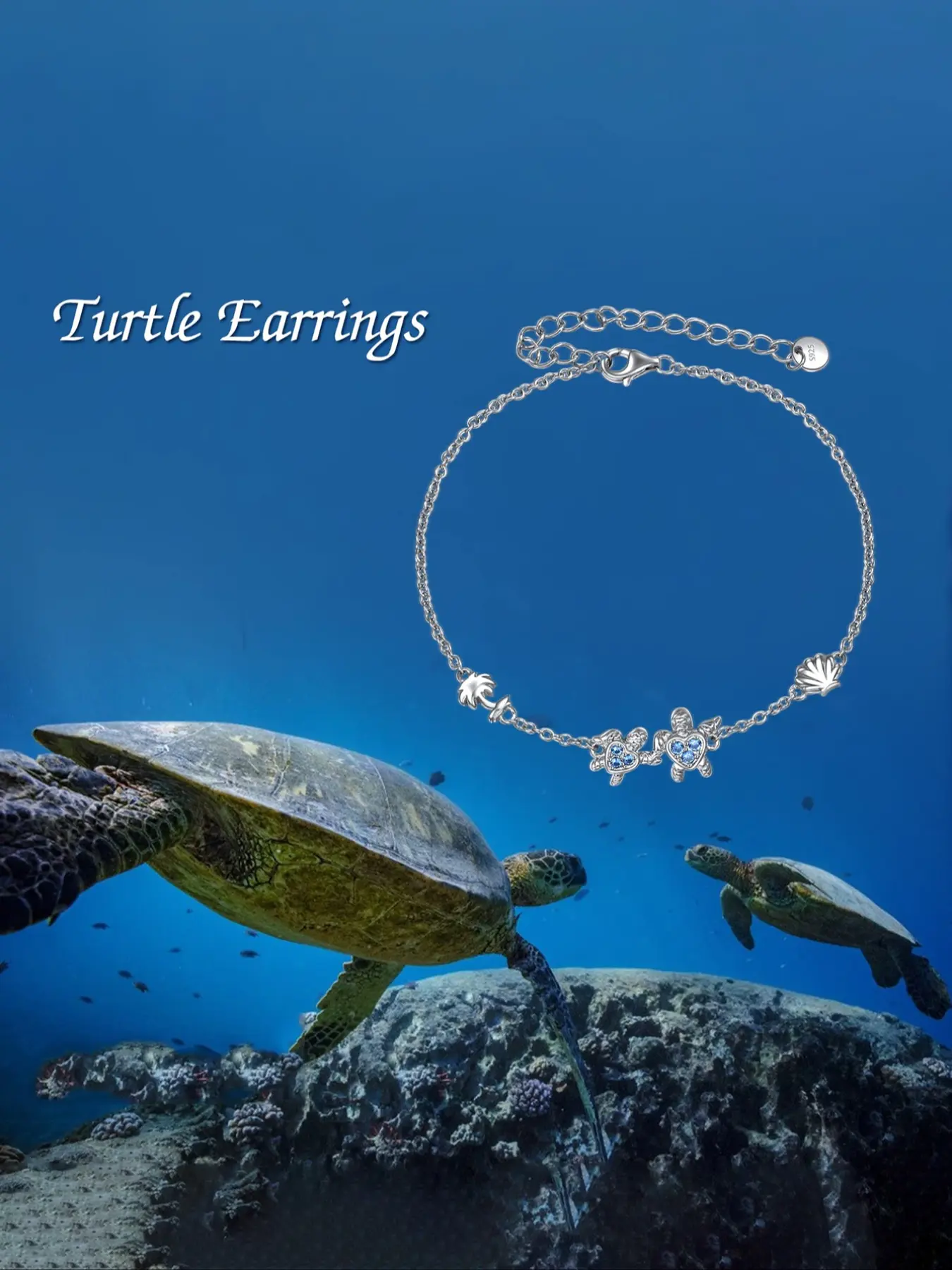 Summer Colorful S925 Silver Turtle Bracelet Anklet, Exquisite Bracelet, Turtle Charm Bracelet, Unique Turtle Motif, Ocean Bracelet, Beach Vacation Jewelry Gift for Girlfriend Wife Mom, Elegant Women's Accessories