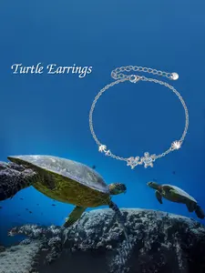 Summer Colorful S925 Silver Turtle Bracelet Anklet, Exquisite Bracelet, Turtle Charm Bracelet, Ocean Bracelet, Beach Vacation Jewelry Gift for Girlfriend Wife Mom, Elegant Women's Accessories