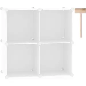 C&AHOME Cube Storage Organizer, 4-Cube Shelves Units, Closet Cabinet, DIY Plastic Modular Book Shelf Ideal for Bedroom, Living Room, Office, 24.8" L x 12.4" W x 24.8" H Milky UPCS04M