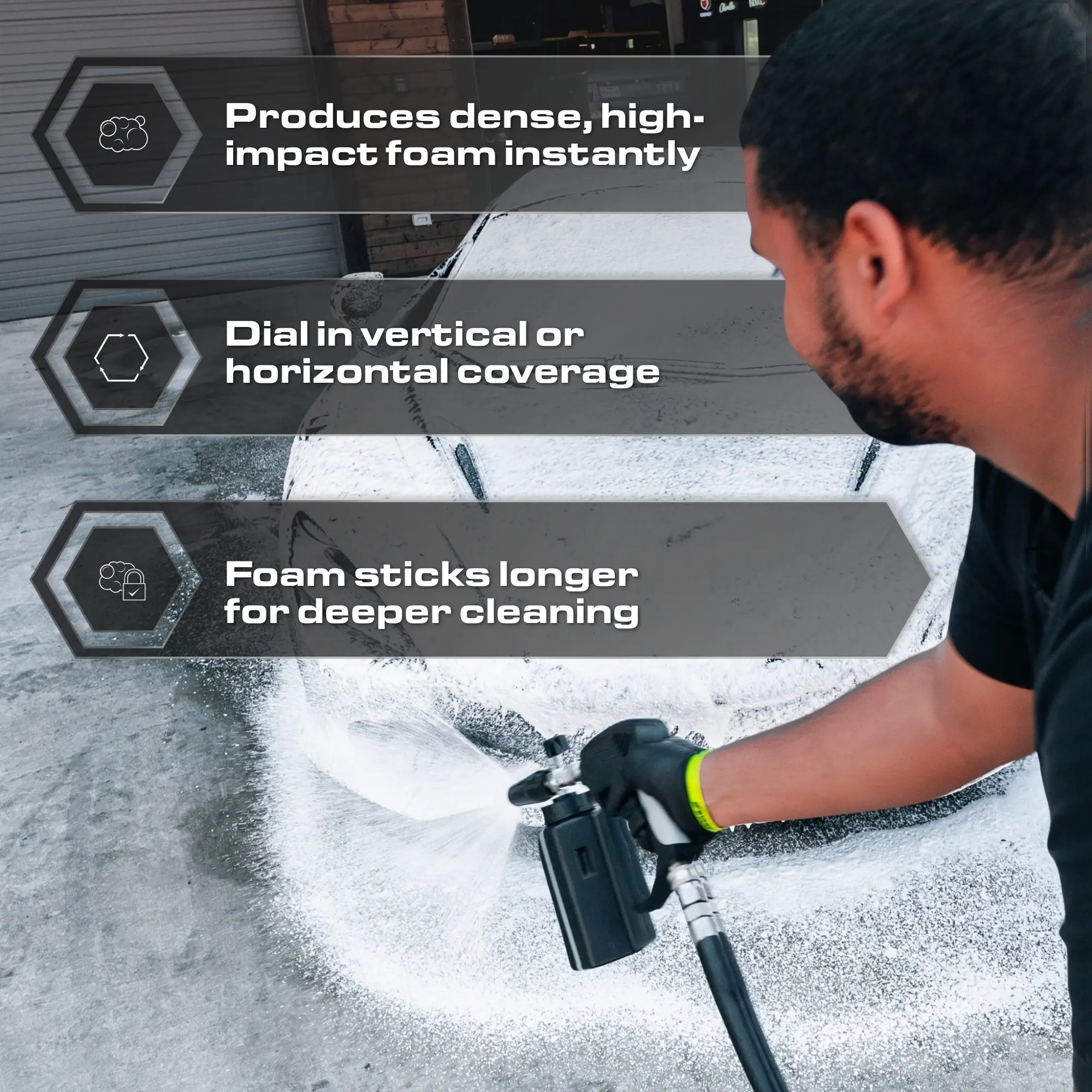 BLACKLINE Foam Cannon 2.0 – High-Performance Foam Cannon with 1000ml Capacity, Thick Shaving Cream-Like Foam, and 1/4" Quick Connect
