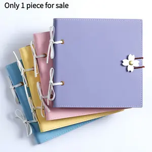 6x6 Inch Scrapbook Album with Floral Band, 240 Pages Square Blank Notebook, Portable Sketchbook, Travel Journal & Stamp Book, Thick Blank Pages, Ideal Wedding Photo Album, Creative Handmade Gift for Girlfriend, Boyfriend & Family