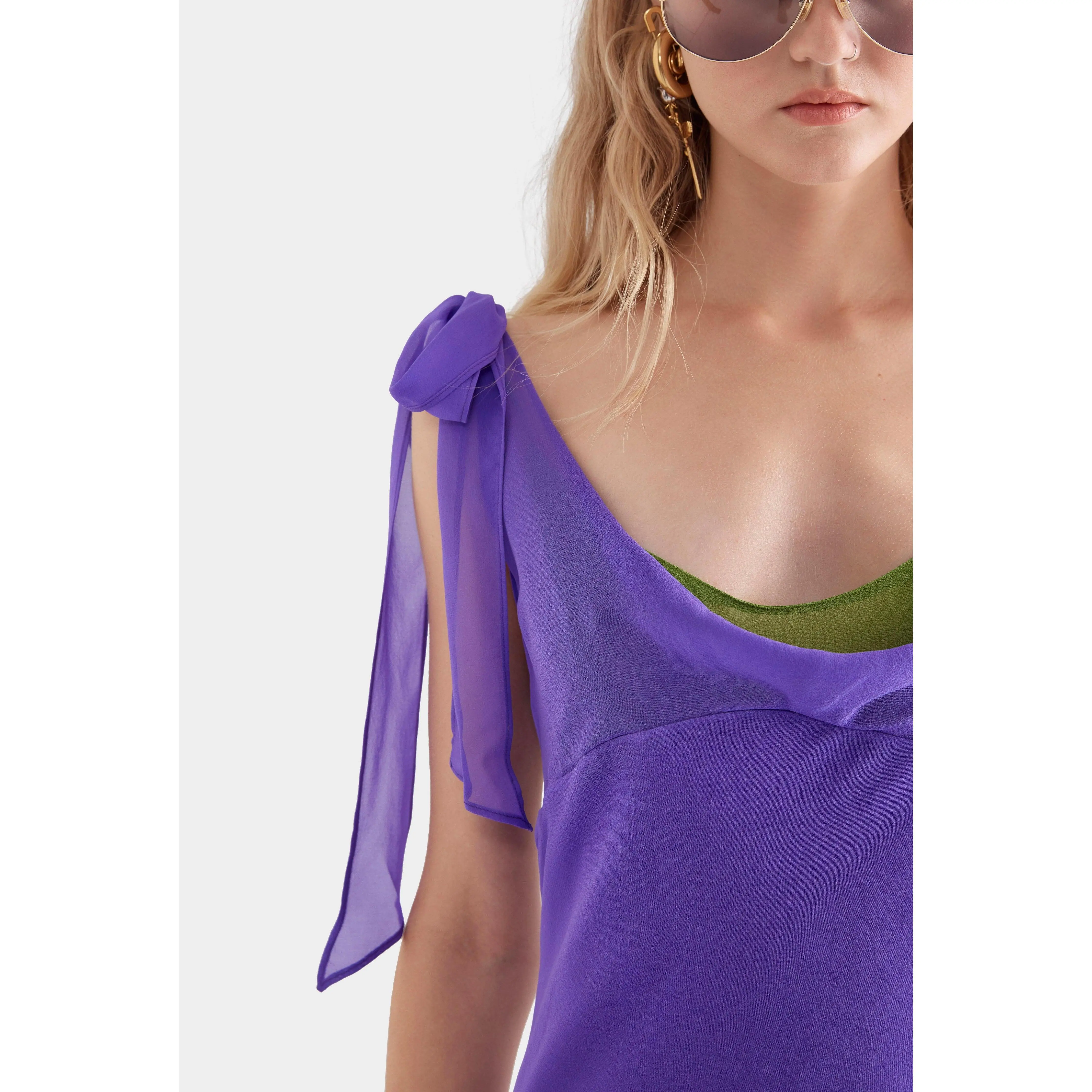 purple v neck dress High Neck Dress Purple Solid Cotton Cambric – NeverAWallflower
