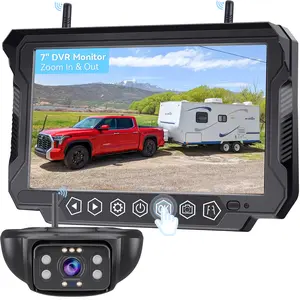 RV Backup Camera Wireless 7-inch for Furrion: Touchkey 4-Channel with Recording 1080P HD RV Rear View Camera Night Vision Waterproof Easy Install for Trailers, Boats, Fifth Wheels