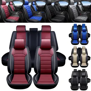 Car Seat Covers 5-Seat Front Rear Full Set,Waterproof Faux Leather Seat Covers For Cars, Non-Slip Car Interior Covers Universal Fit For Most Cars Sedans SUVs
