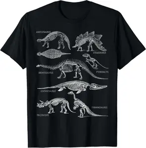 Cotton Graphic Tees Streetwear Gifts  Dinosaur Skeleton Clothing Dinosaurs Paleontology Alt Art T-Shirt