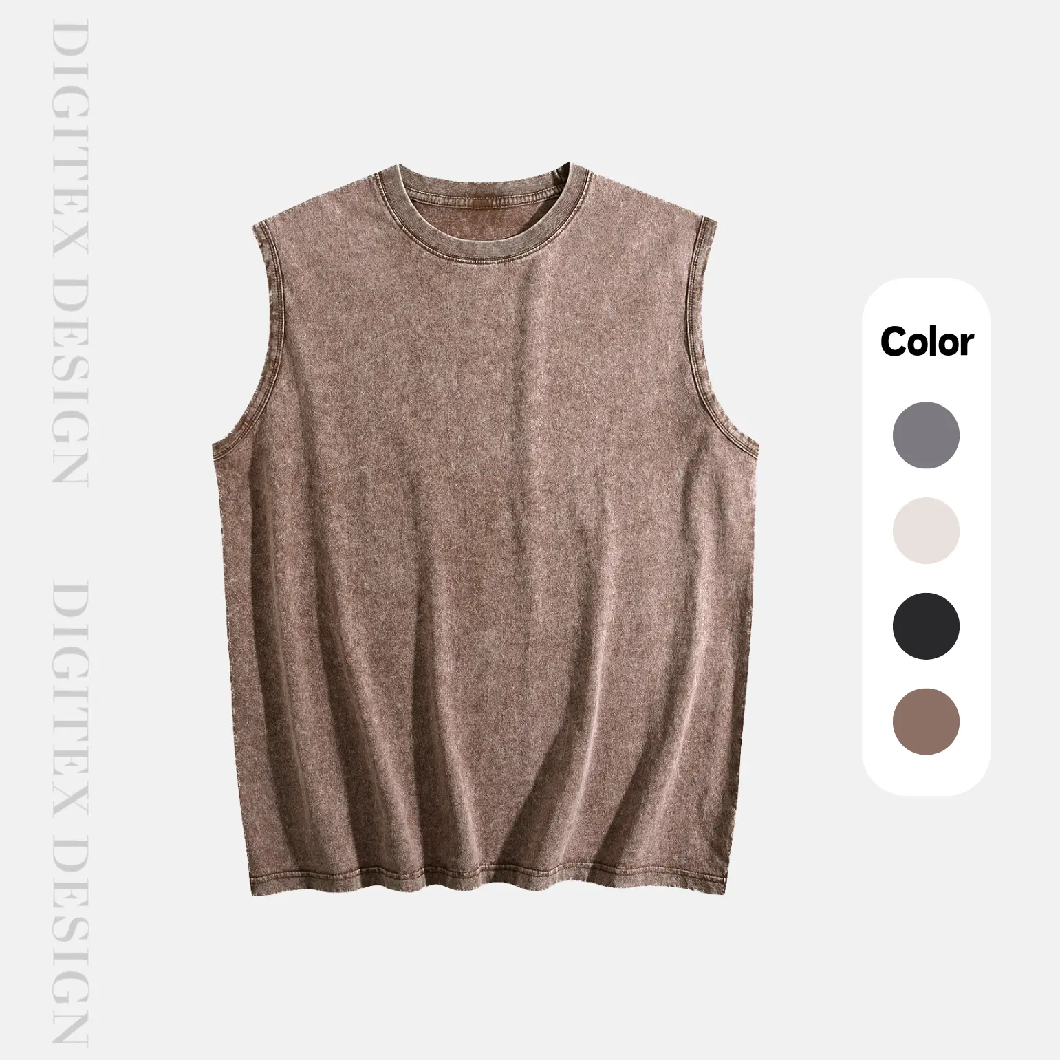 Digitex Unisex Acid Wash Sleeveless Tank Top Oversized Cotton Casual Streetwear Top for Women Men Gym Workout Travel Beach Summer Daily Wear