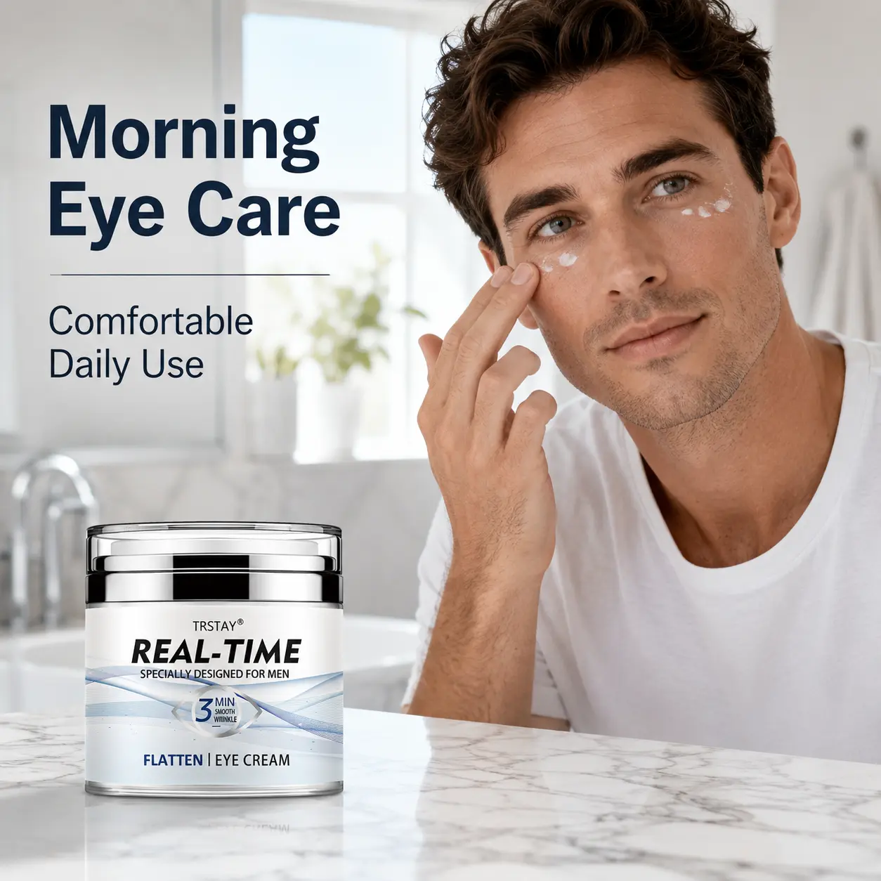 Men’s Hydrating Eye Cream with Pump Bottle, Daily Moisturizing Eye Care for Smooth Looking Under Eye Area patches