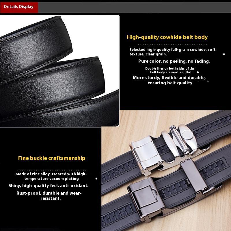 Belt Men's high-end leather automatic buckle head cowhide belt Men's business men's belt Casual classic belt