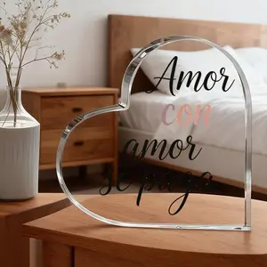 2D flat, 1 piece, Spanish, A drop of kindness is repaid with a spring of gratitude, heart-shaped acrylic ornament, modern desktop decoration, Modern decorations, suitable for living room, bedroom, universal holiday gift, anniversary and birthday gift