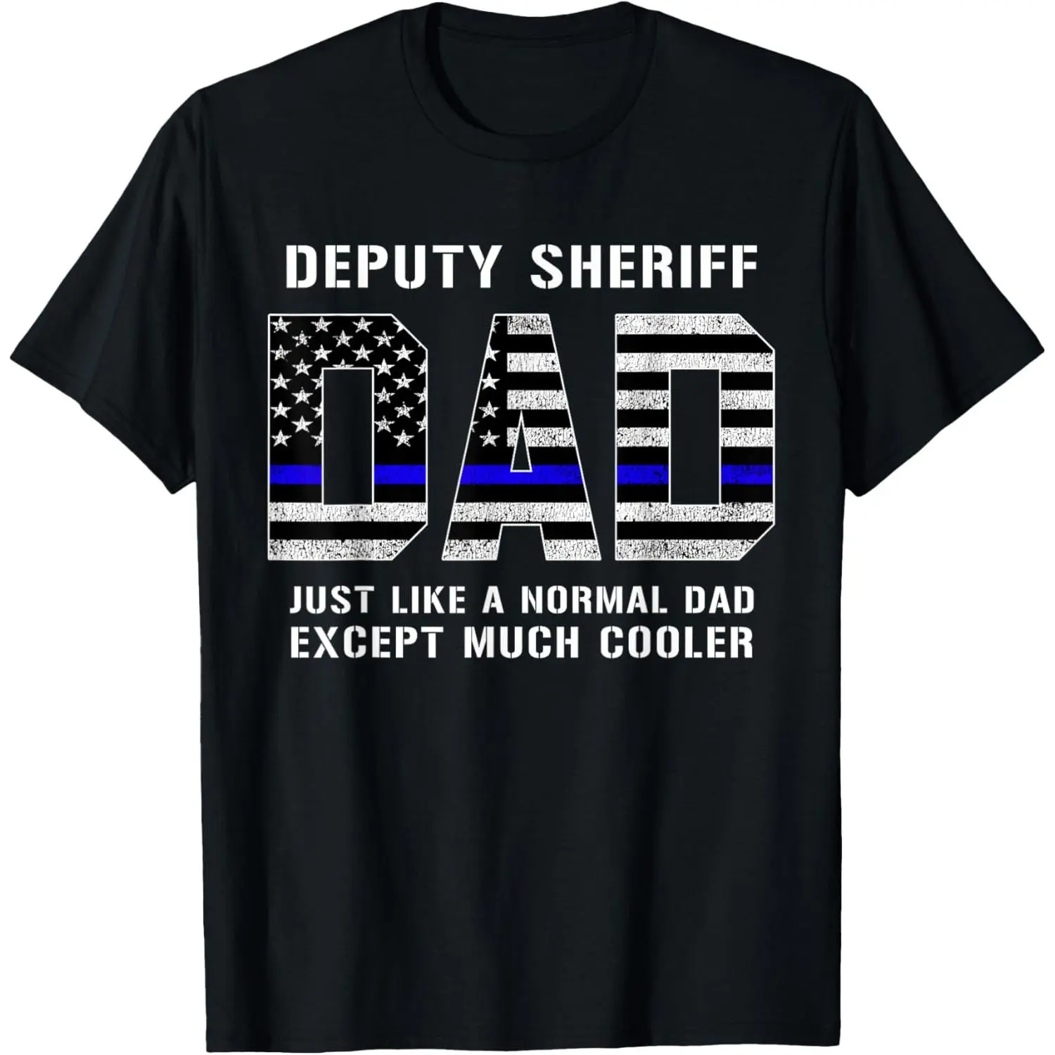 Men's Pure Cotton Round Neck Short Sleeve Casual T-Shirt - Deputy Sheriff Dad Thin Blue Line Graphic, Natural Fabric, Fitness-Friendly Fathers Day Gift for Men