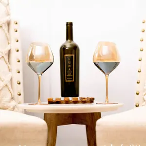 Jeanne Fitz Slant Collection Wine Glass - Gold, Set of 2