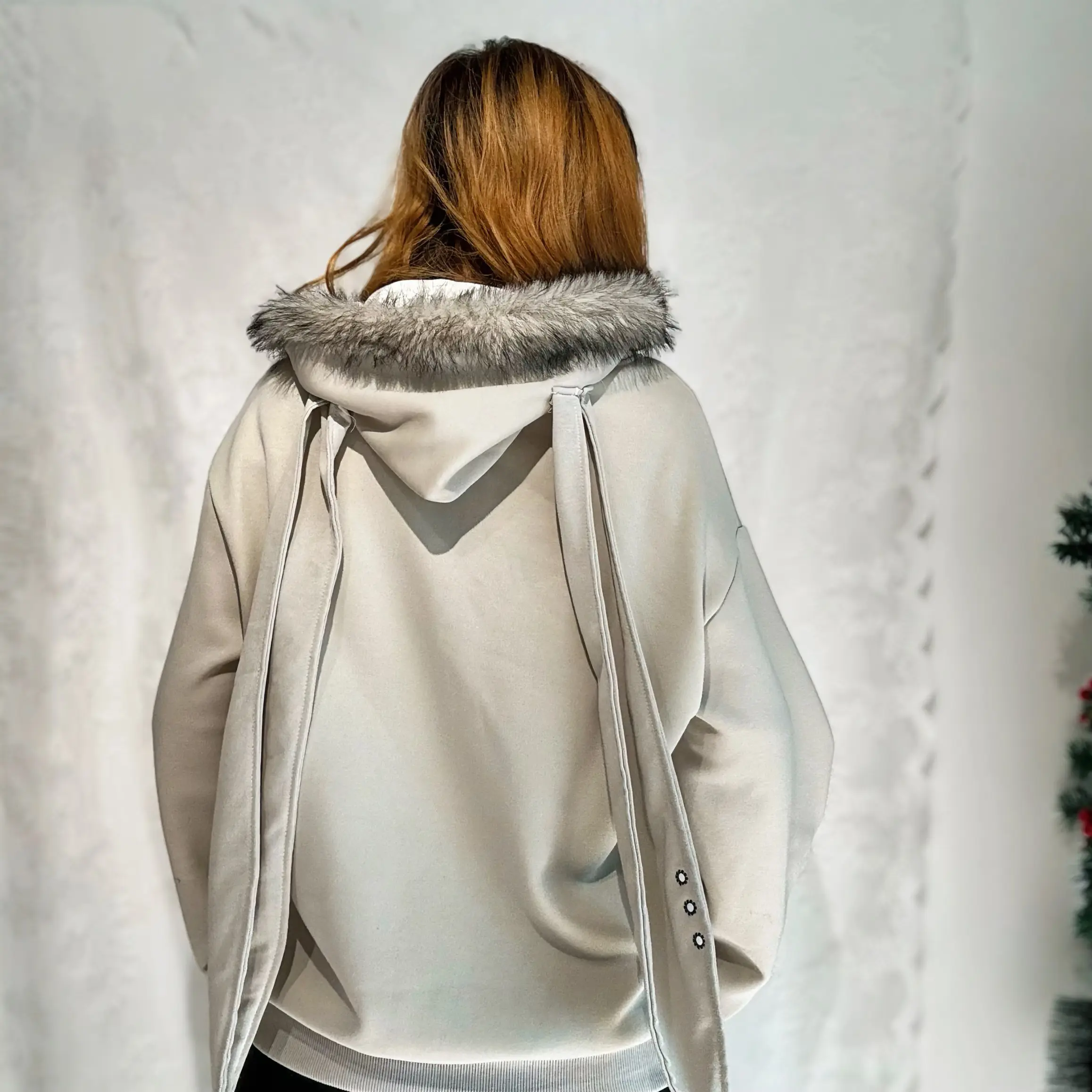ALIELNOSIRRAH 'Basement Rabbit' Bunny Ears Fur Zip Up Hoodie