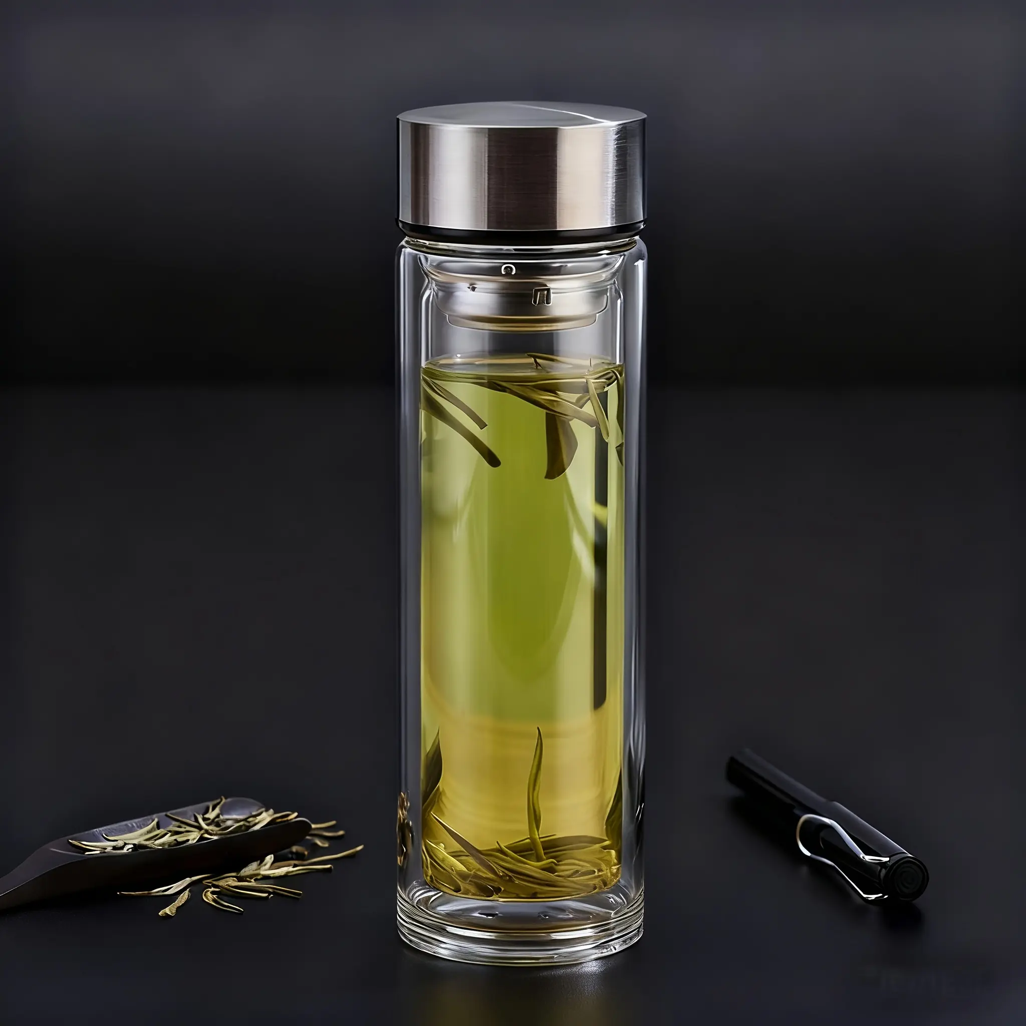 11oz Large Capacity Thickened Heat Resistant Glass Water Bottle with Tea Infuser, Portable Drink Bottle for Picnic, Outdoor Activities, Daily Tea Drinking & Hydration
