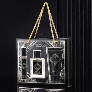 Men's Woody Fragrance Trio Set, Long-Lasting Luxury Scent Collection, 20ML Portable Perfume, 50ML Perfume, 90ML Nourishing Lotion, Gift for Him, Fragrance Sets