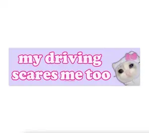 my driving scares me too | Bumper Sticker AND Magnet | Funny Meme Sticker | 8.7'' X 2.7'' | Waterproof Premium Quality