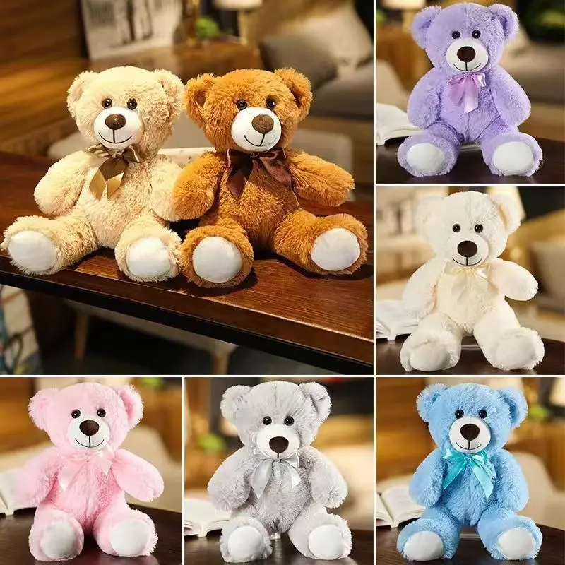 Teddy bear plush toy, cute little bear pillow for girls, cuddly stuffed doll for sleeping and comfort, gift large weighted