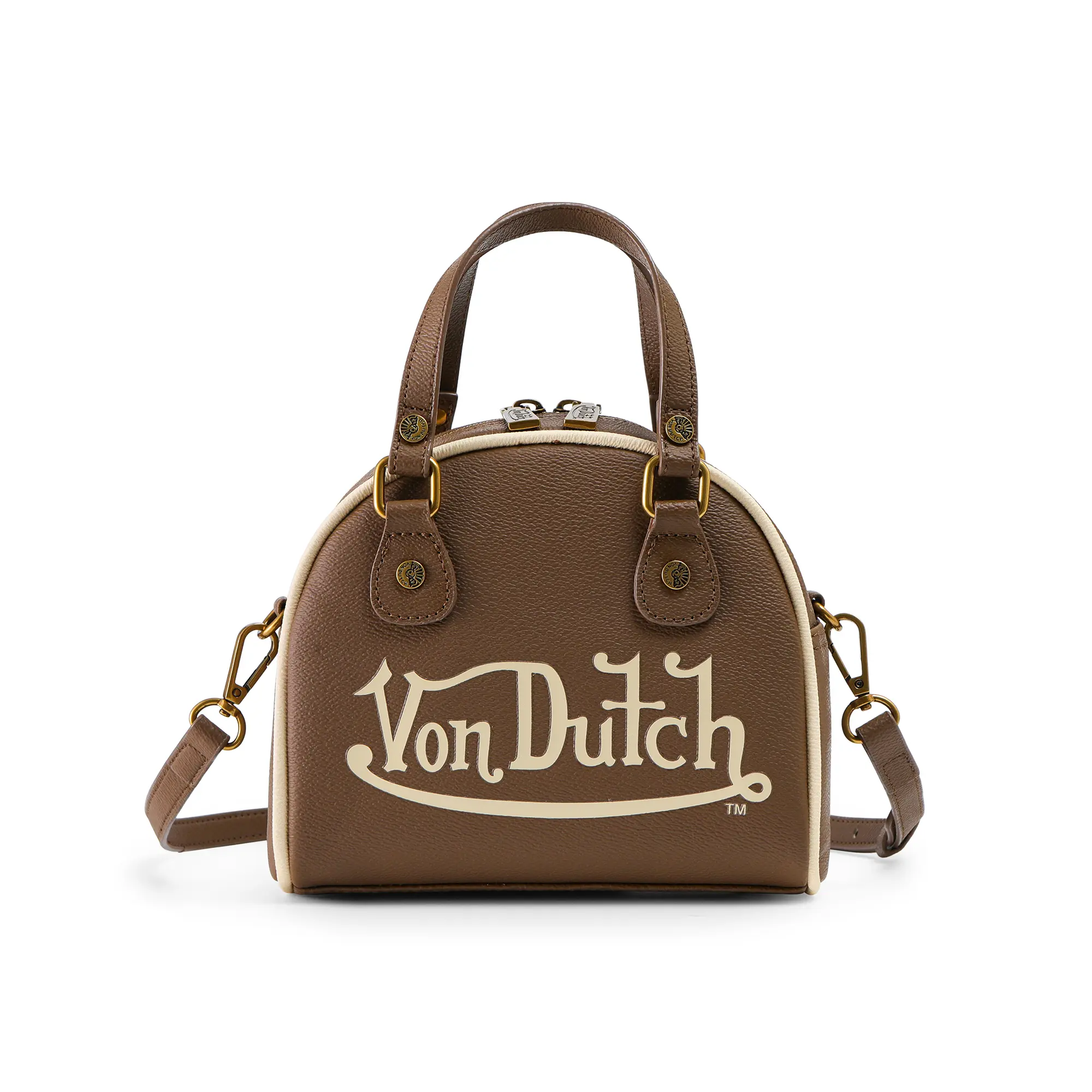 Brown and Tan Two-Tone Bowling Bag