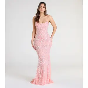 Claire Lace-Up Sequin Mermaid Dress