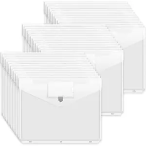 Binder Pocket, 36 Pack Super Heavyweight Poly Binder Pocket with Tight Closure, Binder Folders Side Loading, 3 Ring Binder Pocket, Binder Dividers with Pockets, Letter Size, Clear