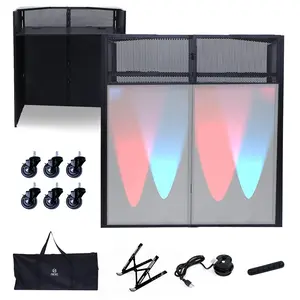 Portable DJ Booth Table , DJ Facade, 40x20 Inch DJ Table with Carry Case for Events and Performances
