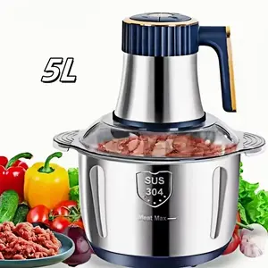 3L and 5L Automatic Meat Grinder - Stainless Steel Electric Food Crusher - Vegetable Slicer 