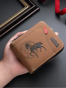 New Unisex PU Zipper Wallet, Rfid Security, Large Capacity, Dual Fold Design, Multiple Card Slots, Coin Pocket, Credit Card Holder