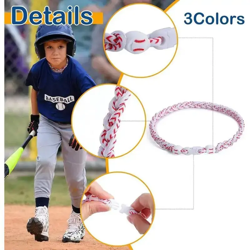 Boys baseball necklace, three tornado titanium necklaces with woven ropes, Christmas gift baseball accessories Boys baseball necklace, three tornado titanium necklaces with woven ropes, Christmas gift baseball accessories