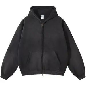 Mens Hoodies Streetwear Unisex Vintage Hoodies Zip Up Acid Wash Sweatshirt for Men Heavyweight essentials