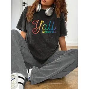 Everyday Classic Cotton Tee – Washed 'Yall Means All' Unisex Shirt