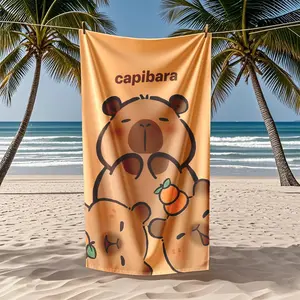 1pc Oversized Quick-Dry Microfiber Beach Towel, Capybara Design, Perfect for Beach, Poolside, Vacation, Outdoor Activities, Travel Gift