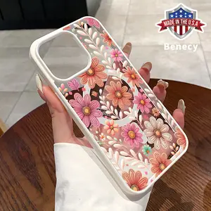 Magsafe Case for iPhone 16 Pro Max 15 Plus 14 13 12 11 XR E XS Colorful Petal Symphony Acrylic Transparent Anti-Scratch wireless charging compatible Phone Back Cover for Girl