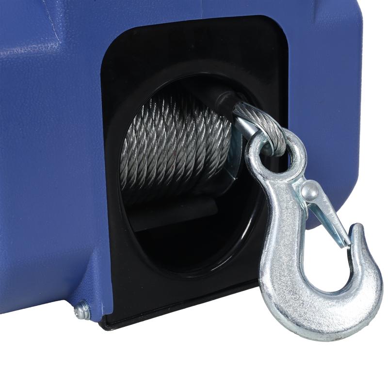 Hdmw 12v Trailer Winch,Reversible Electric Winch, for Boats up to 5000 lbs, Galvanized Wire Rope, with extra pulley hook, Rapid Mount, wirelss remote control,power in and power out.blue plastic casing