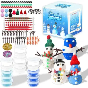 15 Pack Snowman Christmas Craft Kits Bulk - Build Your Own Snowman with Air Dry Modeling Clay, DIY Winter Crafts for Family, Xmas Party Supplies