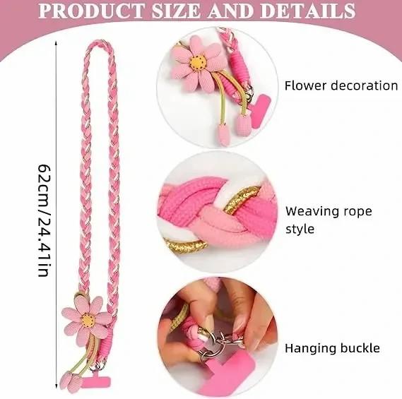 Cute Phone Lanyard Crossbody Strap, Flower Phone Lanyard for iPhone 17, Teacher Must Have Lanyard, Universal Phone Crossbody Strap, Perfect for Travel, Running, Shopping