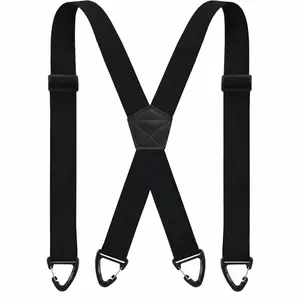 X-Back Hidden Suspenders for Men – 1.5" Adjustable Elastic Clip-On Suspenders with Carabiner Belt-Loop Hooks, Anti-Slip Comfortable Under-Shirt Wear for Work, Travel, Formal & Casual Pants