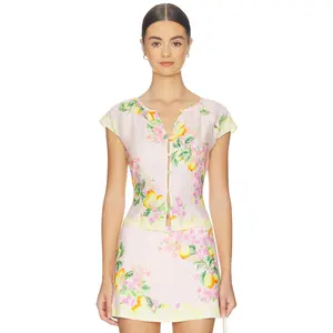 Amanda Uprichard Pinto Top in in Limoncello Print
