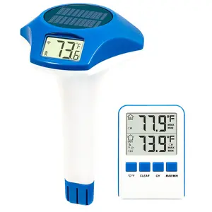 Solar wireless pool thermometer easy read digital floating thermometer ipx8 water proof solar powered with 150 days battery life for hot tubice bathswimming poolaquarium dark blue